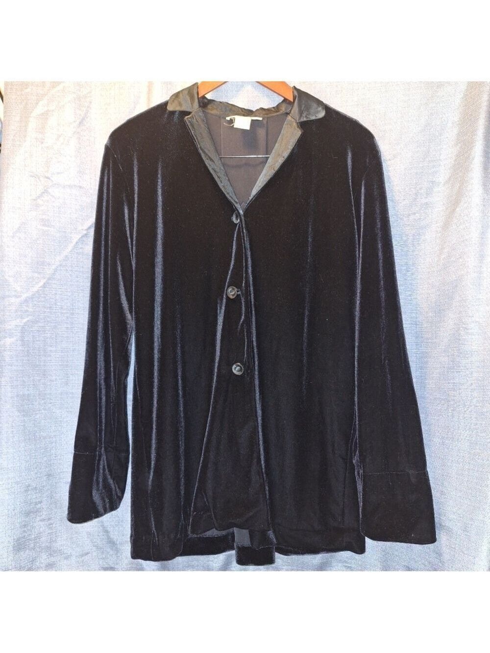 Doncaster Black Crushed Velvet Two Button Vintage Blazer Jacket Large